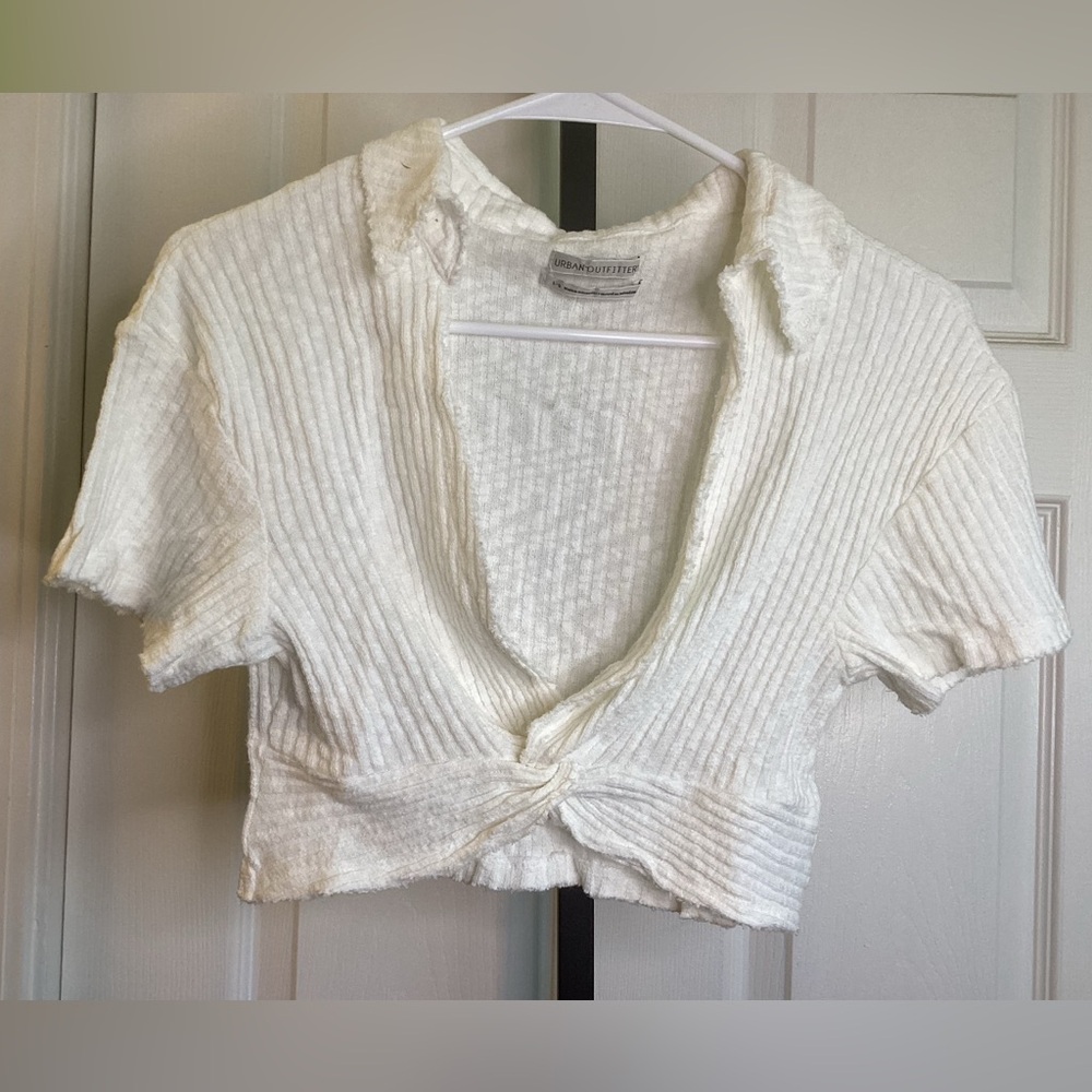 SALE - Urban Outfitters White Ribbed Crop Top, size Large